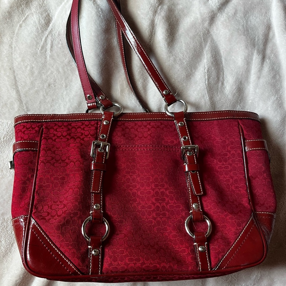 red coach bag